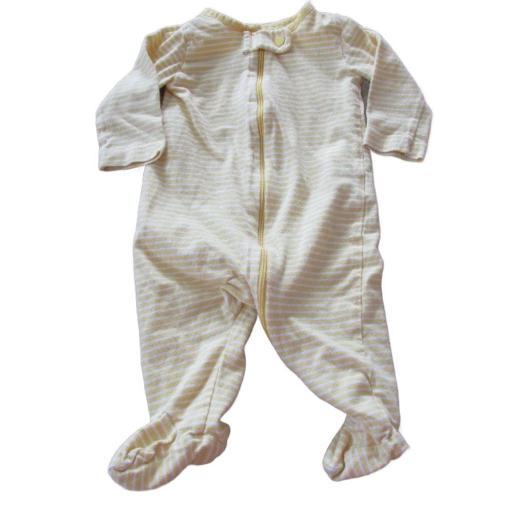 Carters Child of Mine Zip Footed Sleeper Unisex 0-3M Yellow Striped‎ Long Sleeve